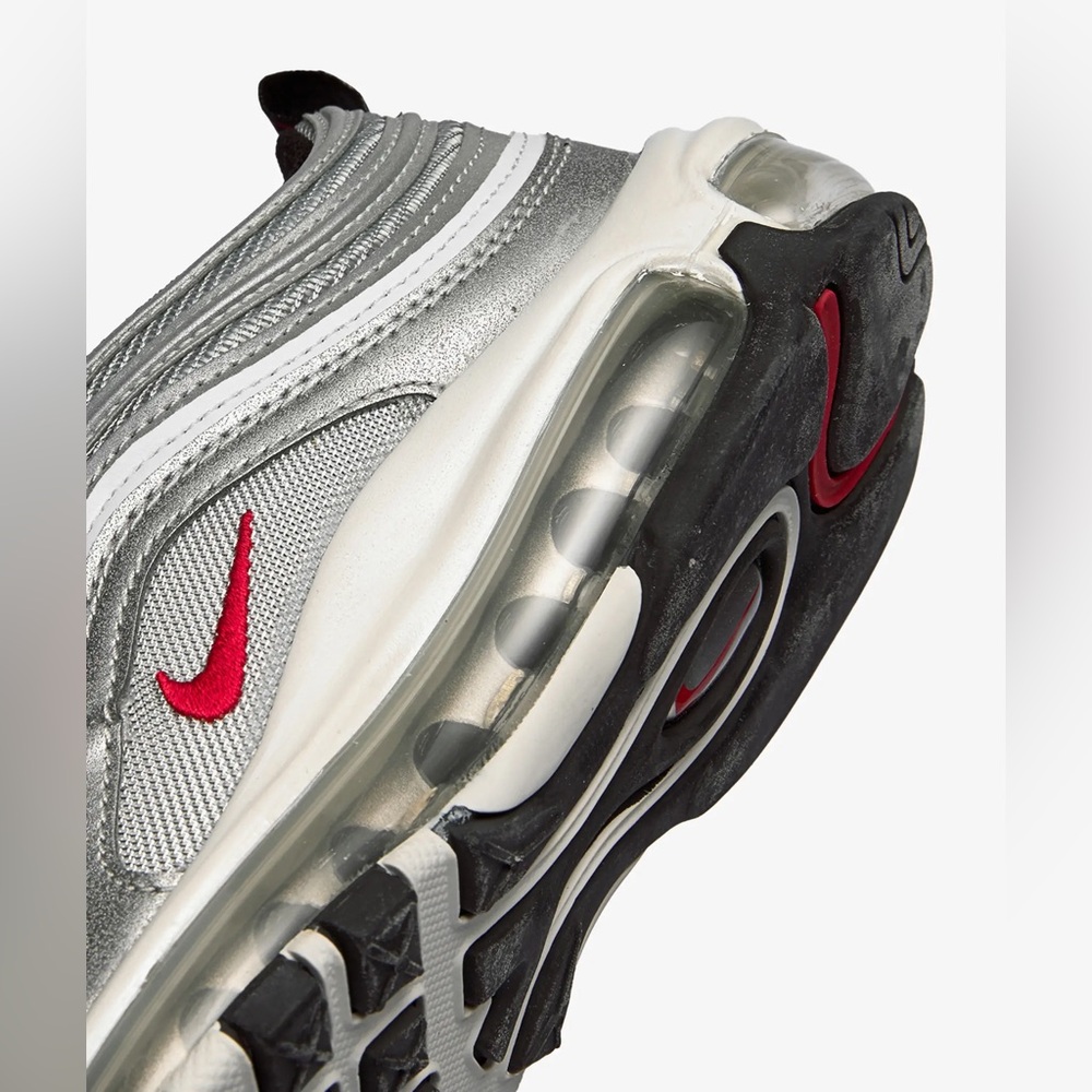 Nike Women’s Air Max 97 OG “Silver Bullet” Metallic Silver/Varsity Red | Size 8 - Picture 2 of 16